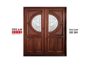 Wooden Double Door with Glass Design dd 291