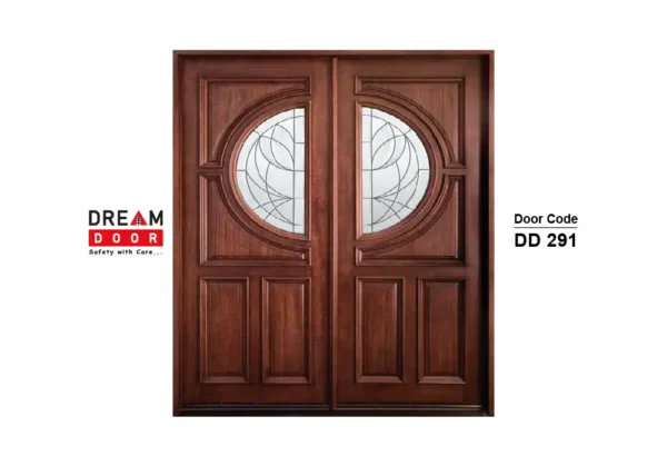 Wooden Double Door with Glass Design dd 291
