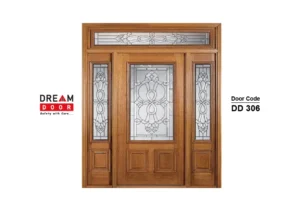 double door glass and wood