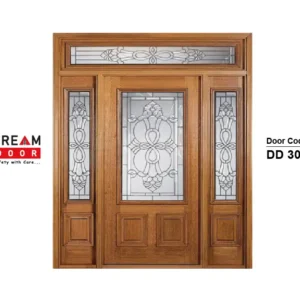 double door glass and wood