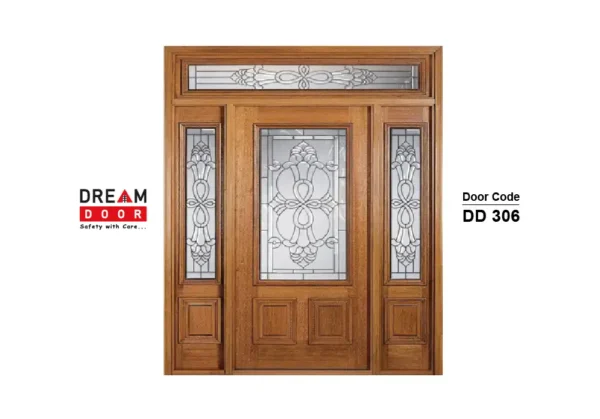double door glass and wood
