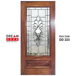 wooden entry door with glass