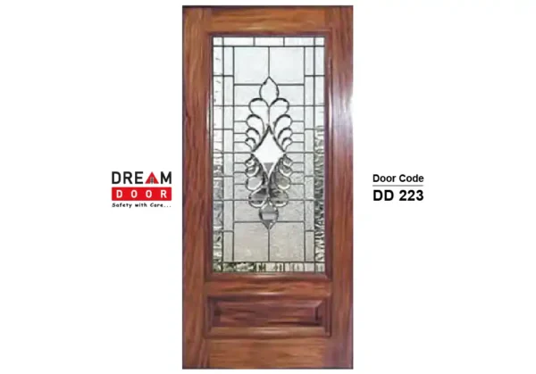 wooden entry door with glass